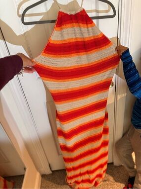 wild fable Orange Striped Crochet Tank